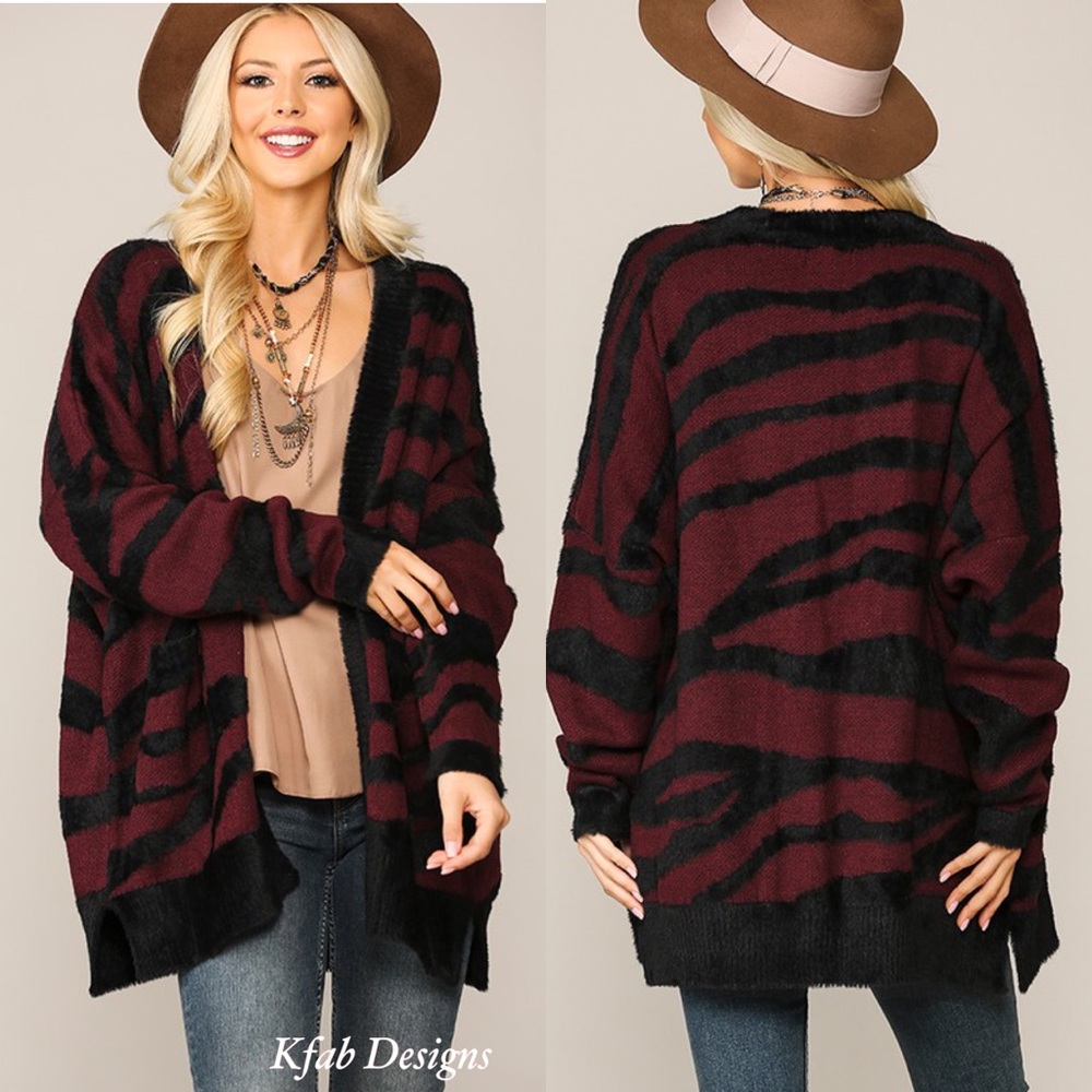 ❤️LAST 2! Super Soft Zebra Pattern Slouchy Cardigan w/Pockets! - Picture 8 of 8
